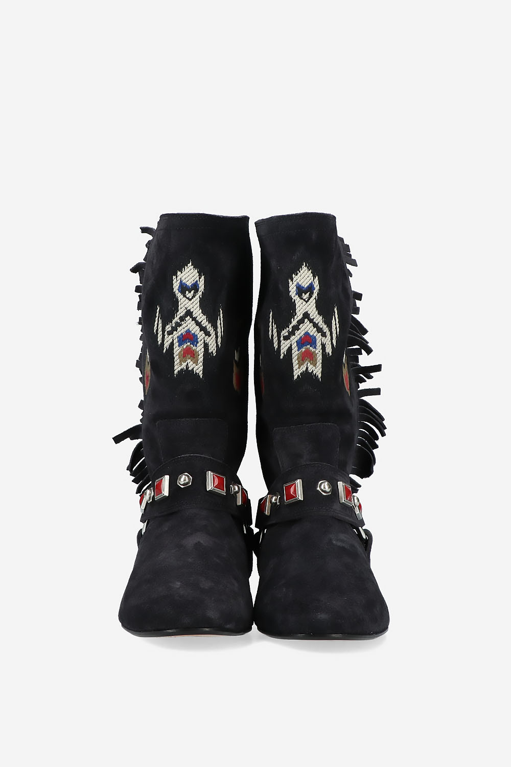 Siani embroidered flat-heeled suede boots
