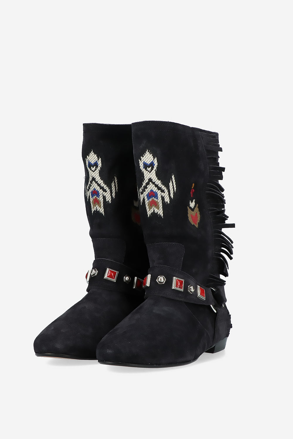 Siani embroidered flat-heeled suede boots