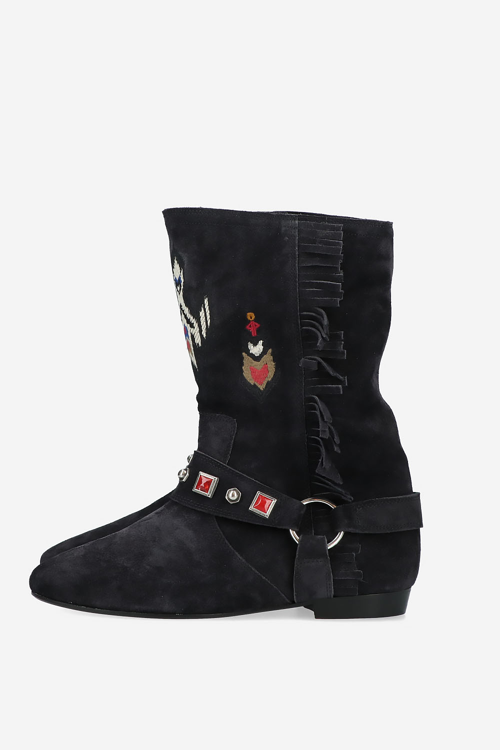 Siani embroidered flat-heeled suede boots