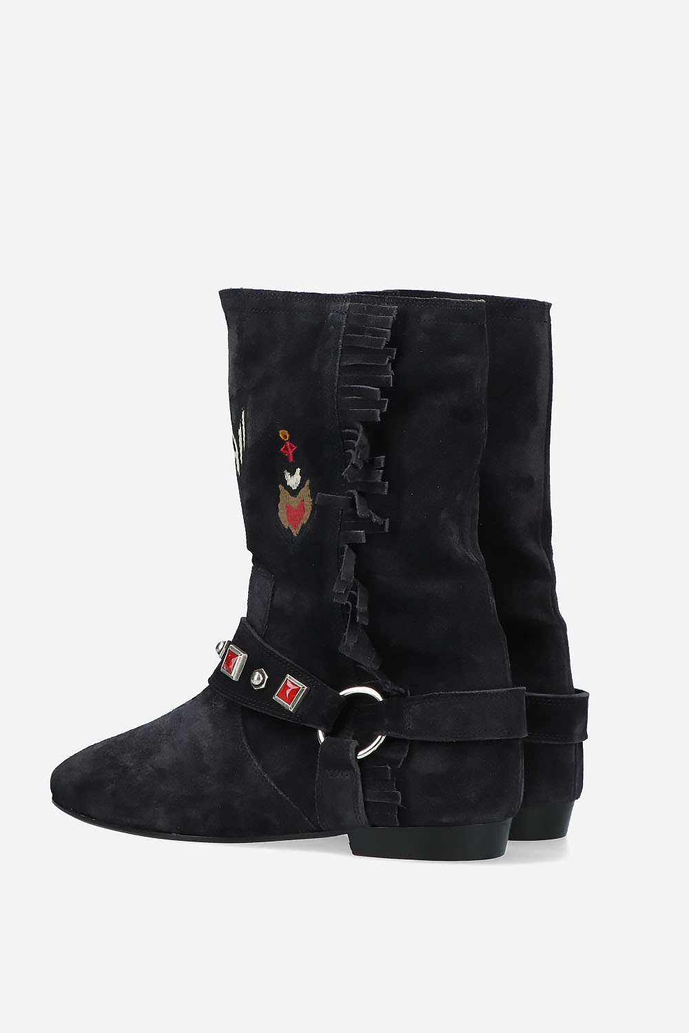 Siani embroidered flat-heeled suede boots