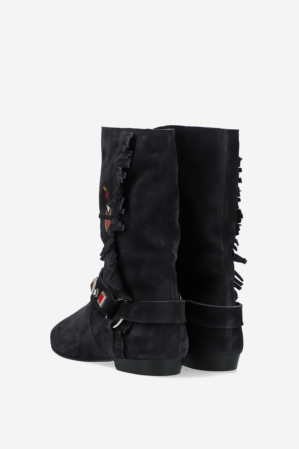 Siani embroidered flat-heeled suede boots
