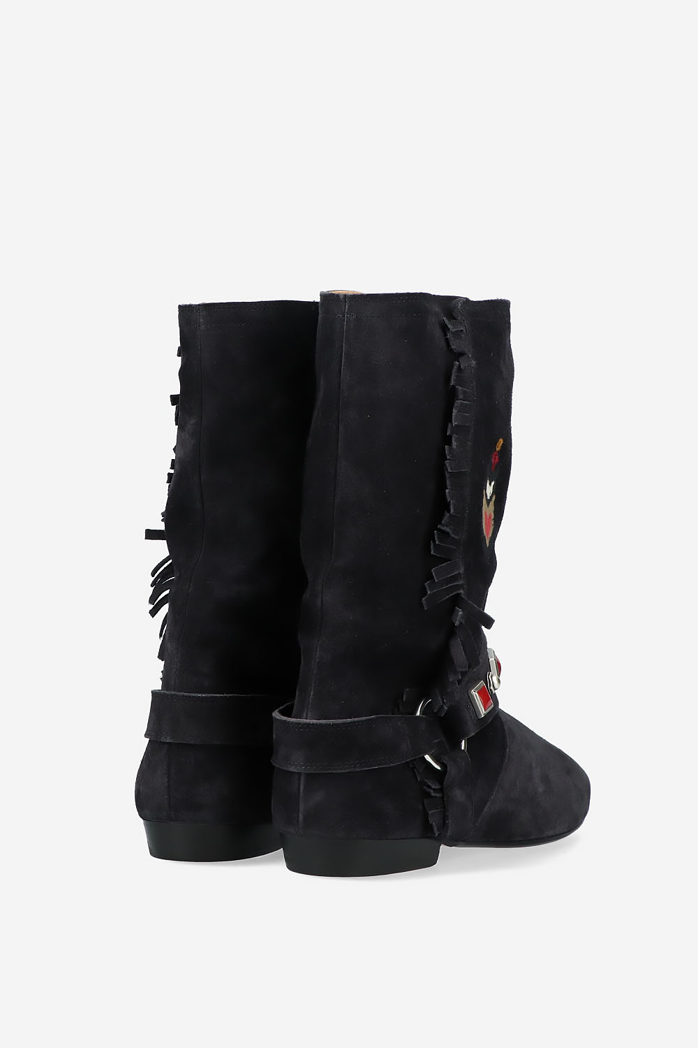 Siani embroidered flat-heeled suede boots