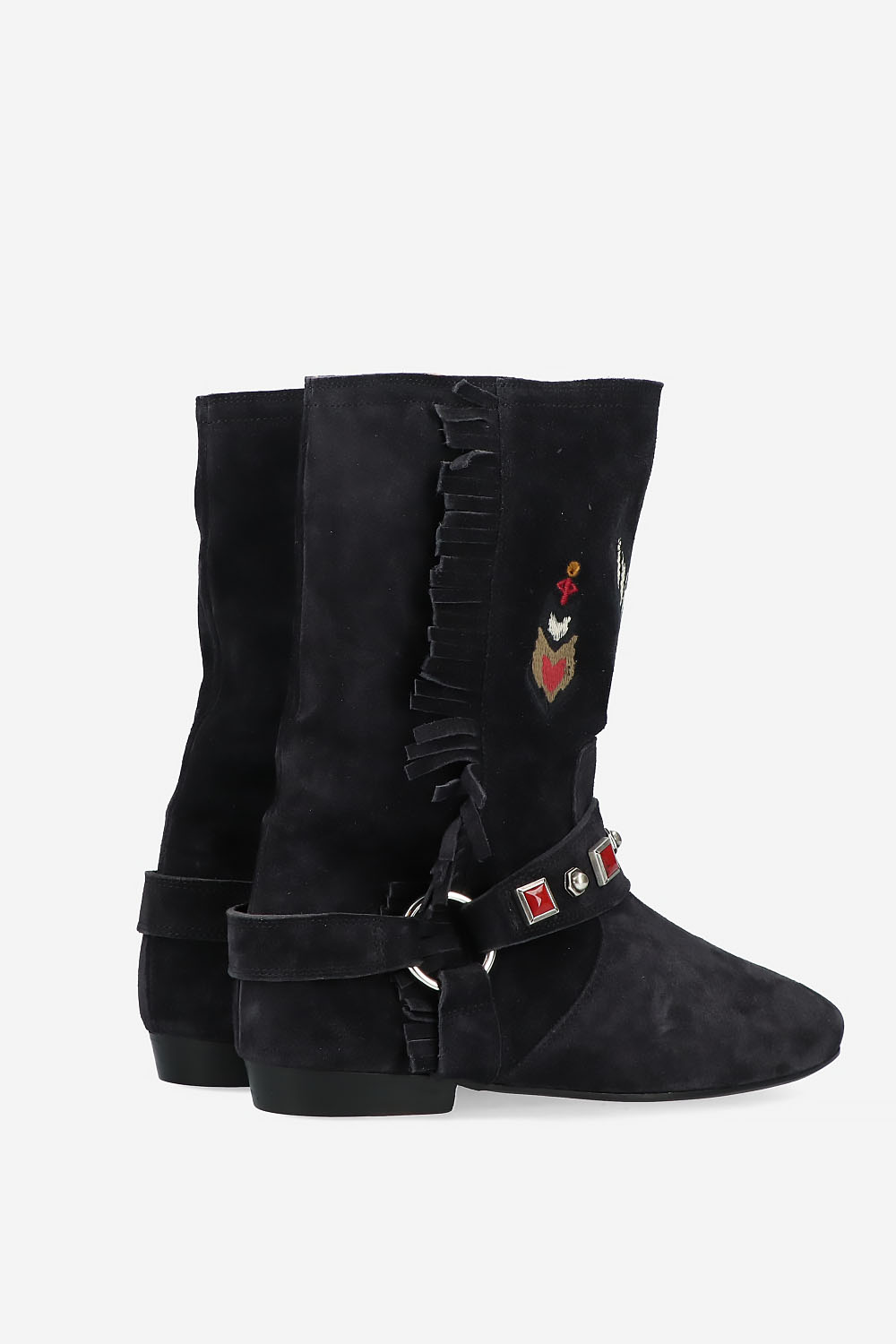 Siani embroidered flat-heeled suede boots