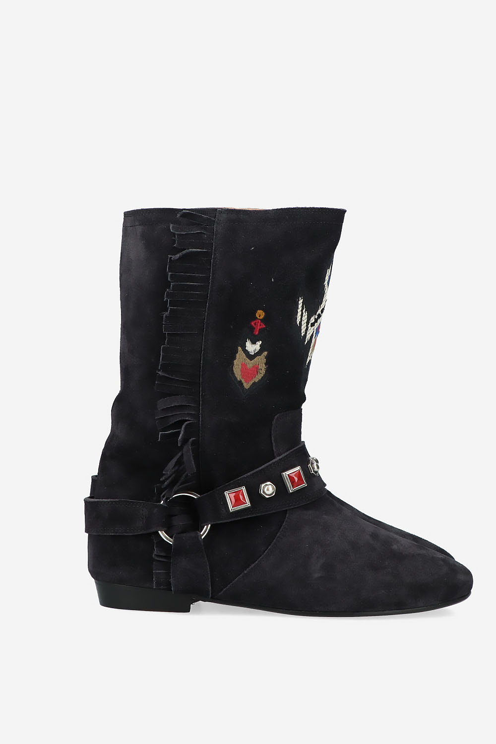 Siani embroidered flat-heeled suede boots