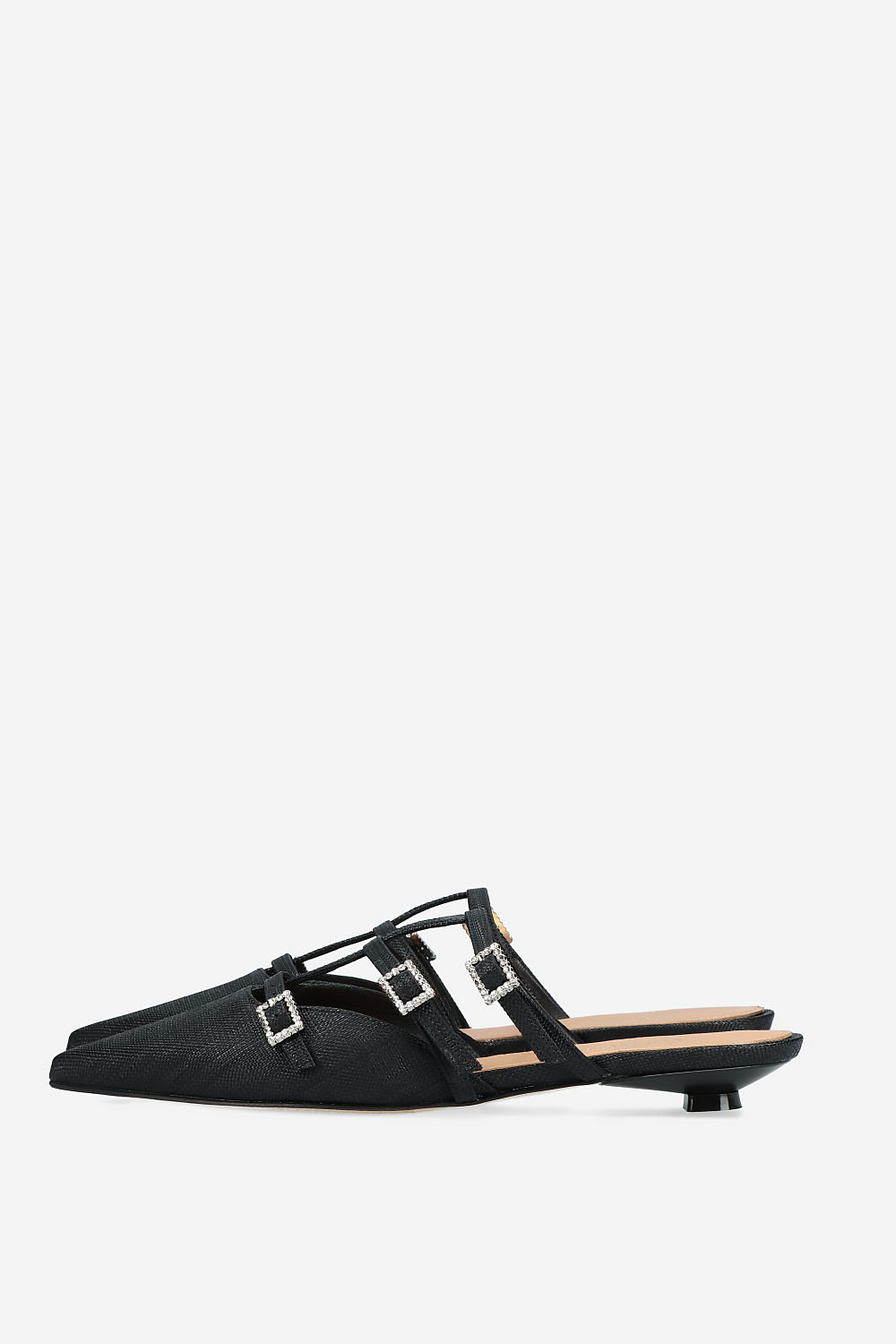 Raffia instep-strap mules