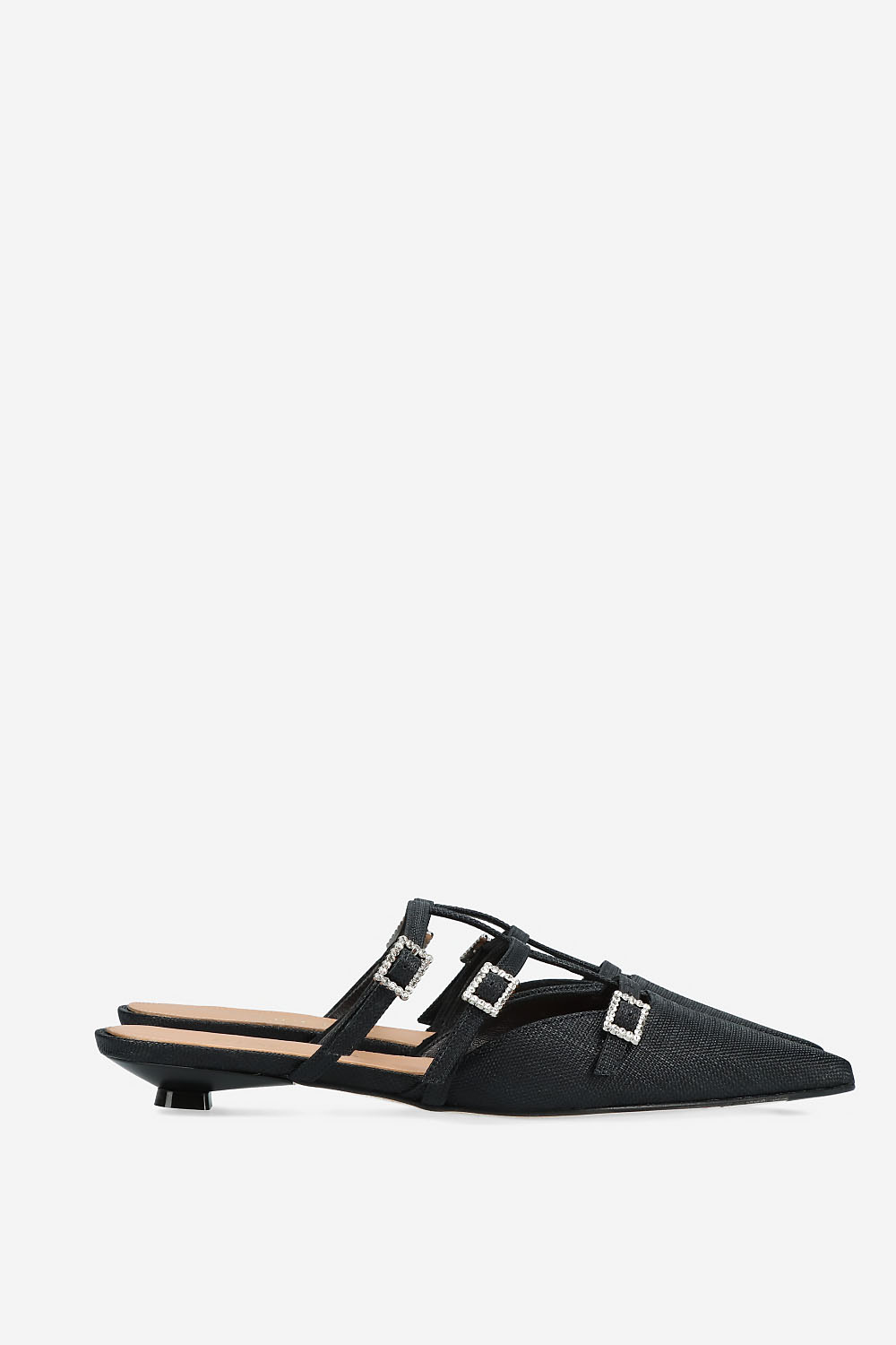 Raffia instep-strap mules