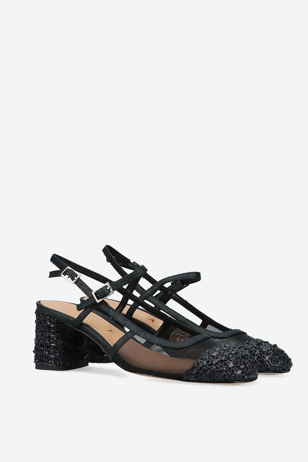Raffia heeled slingbacks