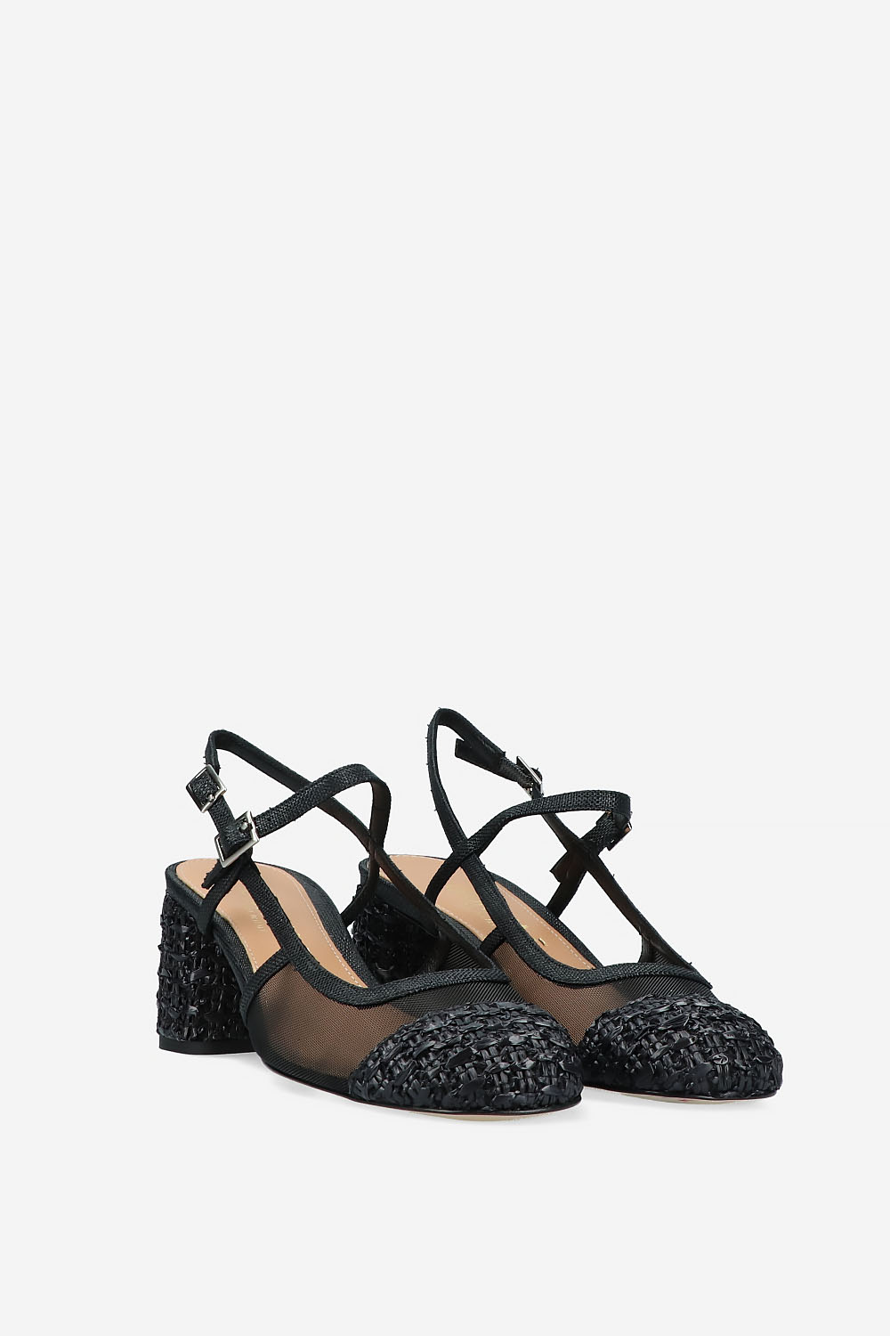 Raffia heeled slingbacks