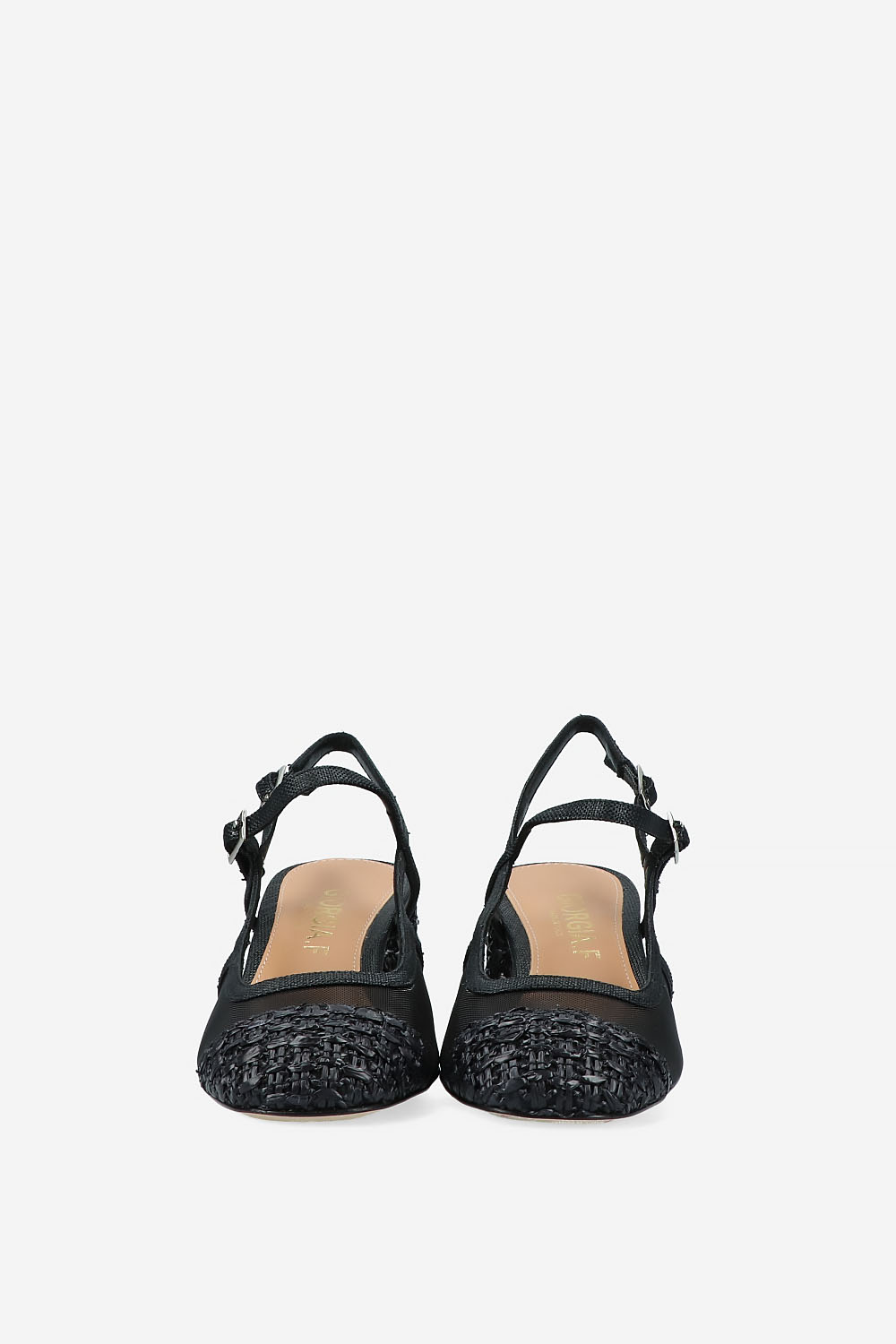 Raffia heeled slingbacks