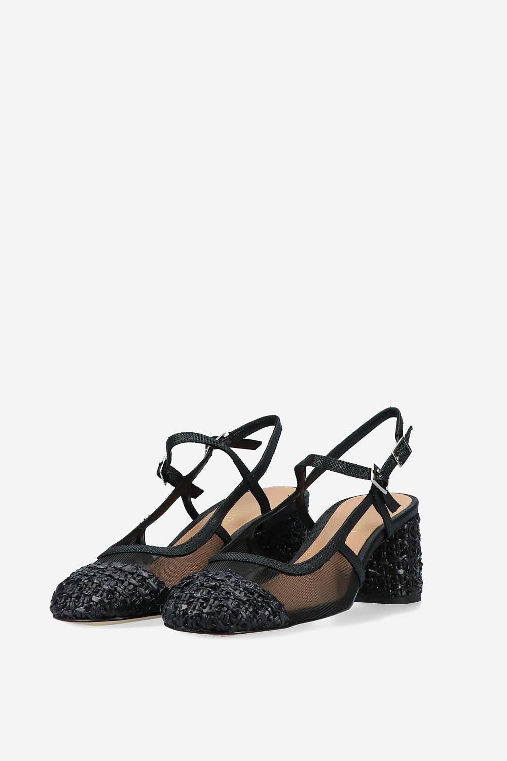 Raffia heeled slingbacks