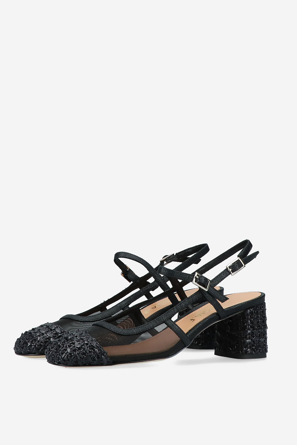 Raffia heeled slingbacks