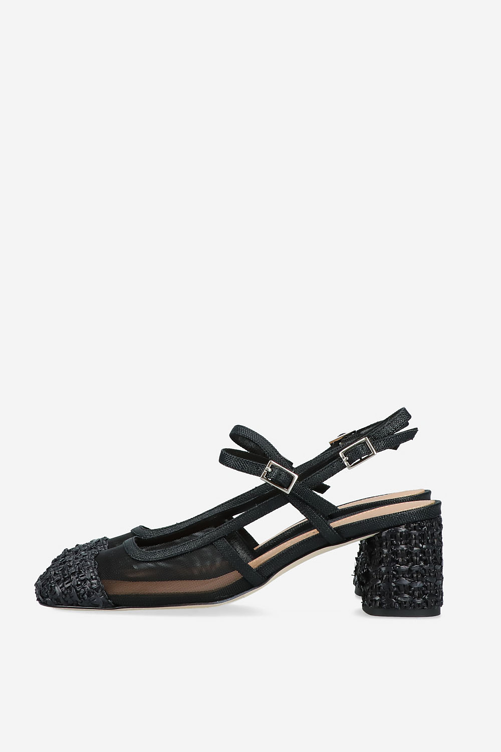 Raffia heeled slingbacks