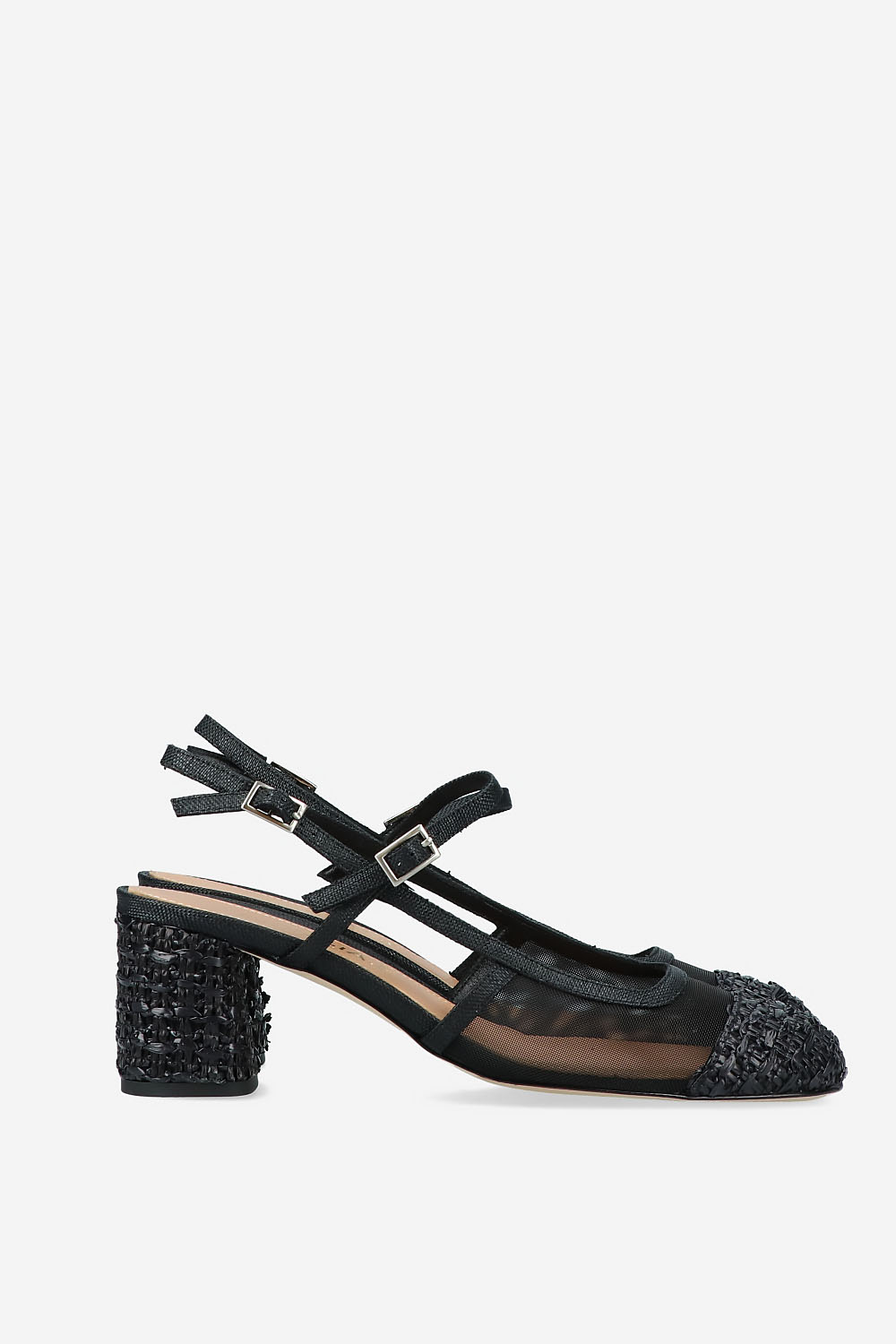 Raffia heeled slingbacks