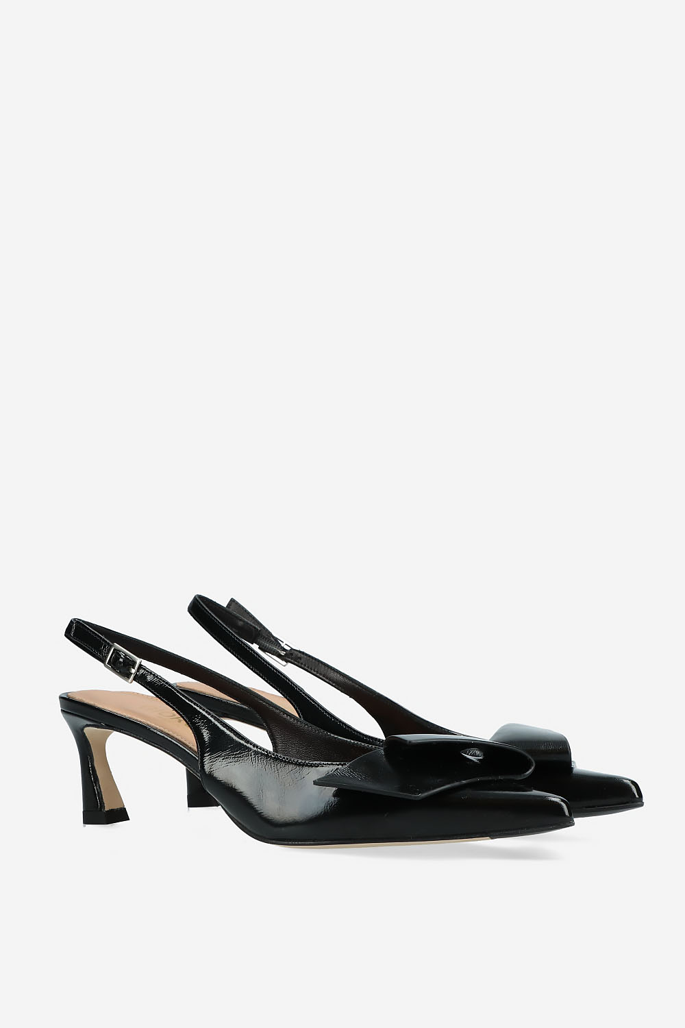 Leather heeled slingbacks