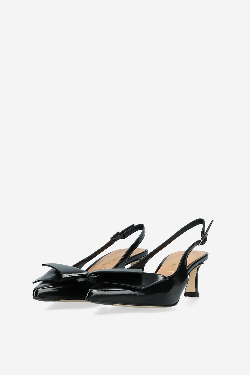 Leather heeled slingbacks