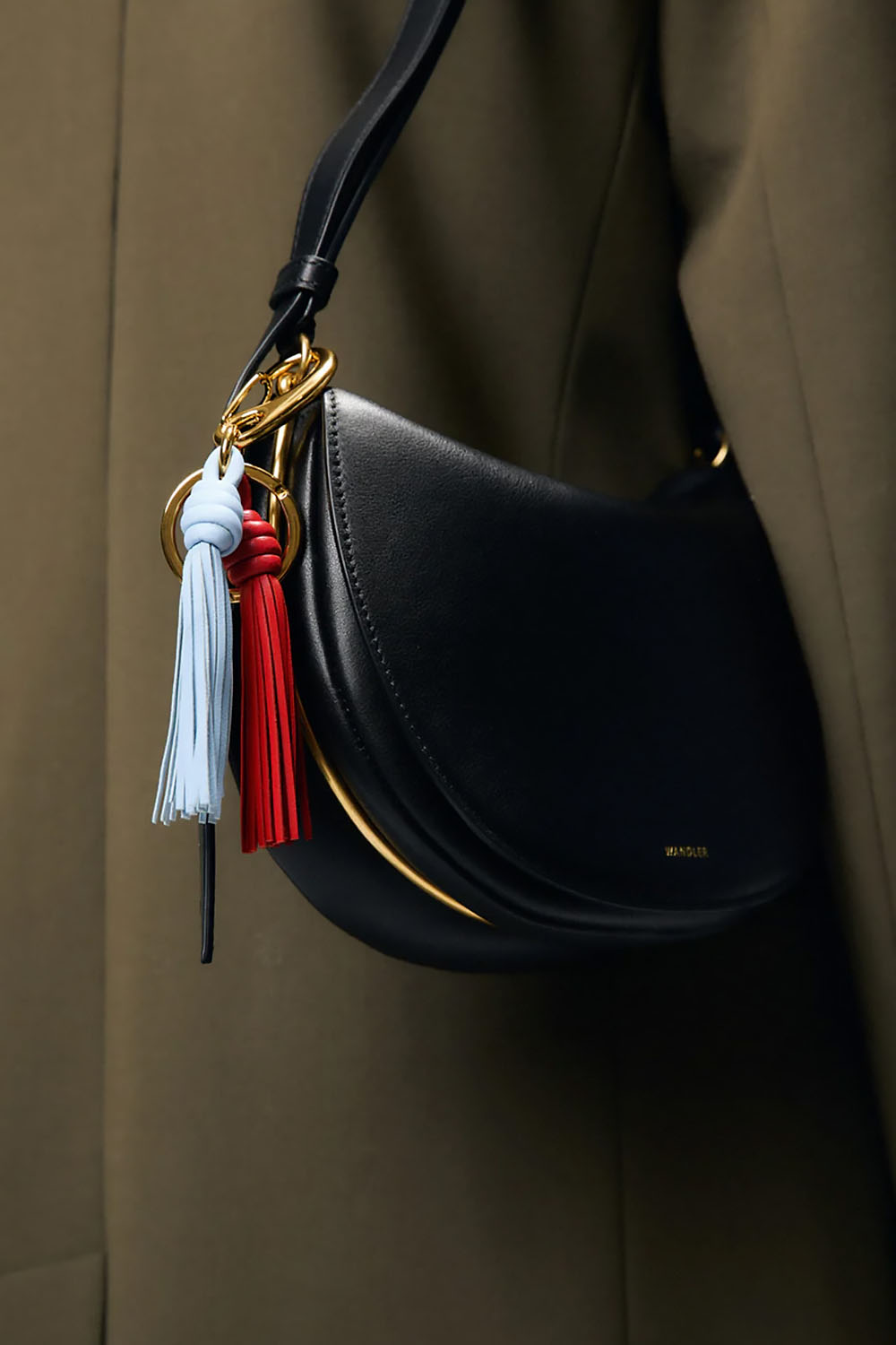 Tassel leather bag charm