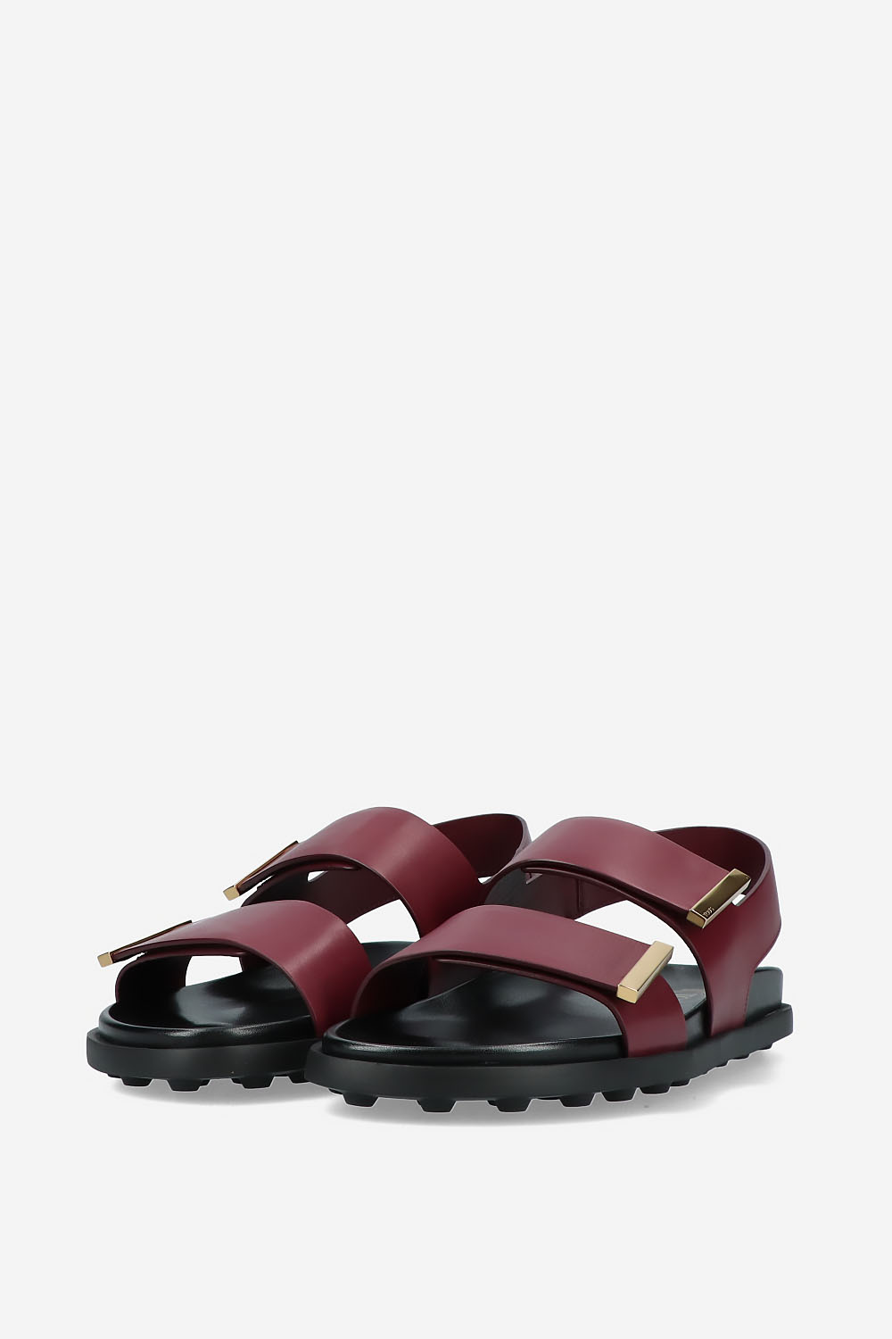 Buckled leather platform sandals