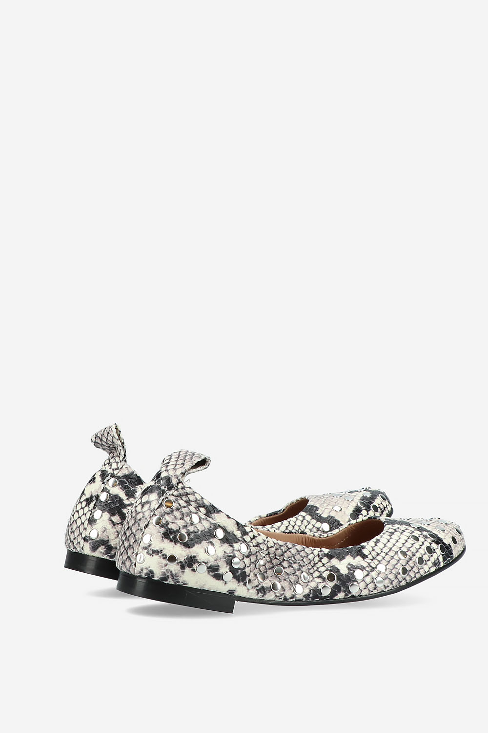 Studded python ballerinas