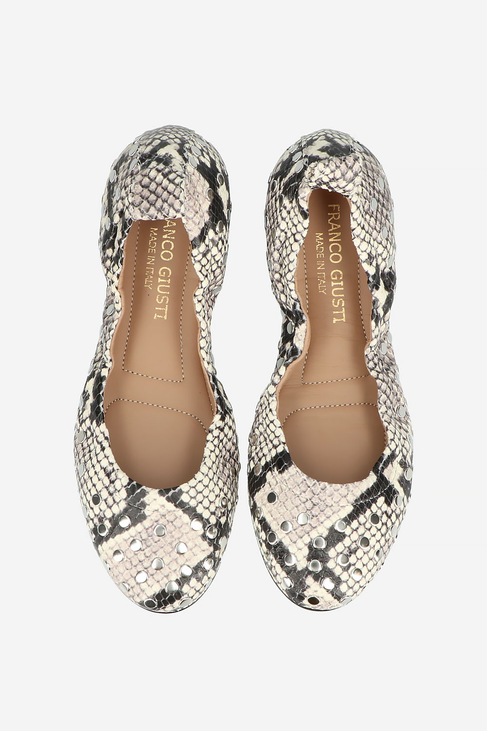 Studded python ballerinas