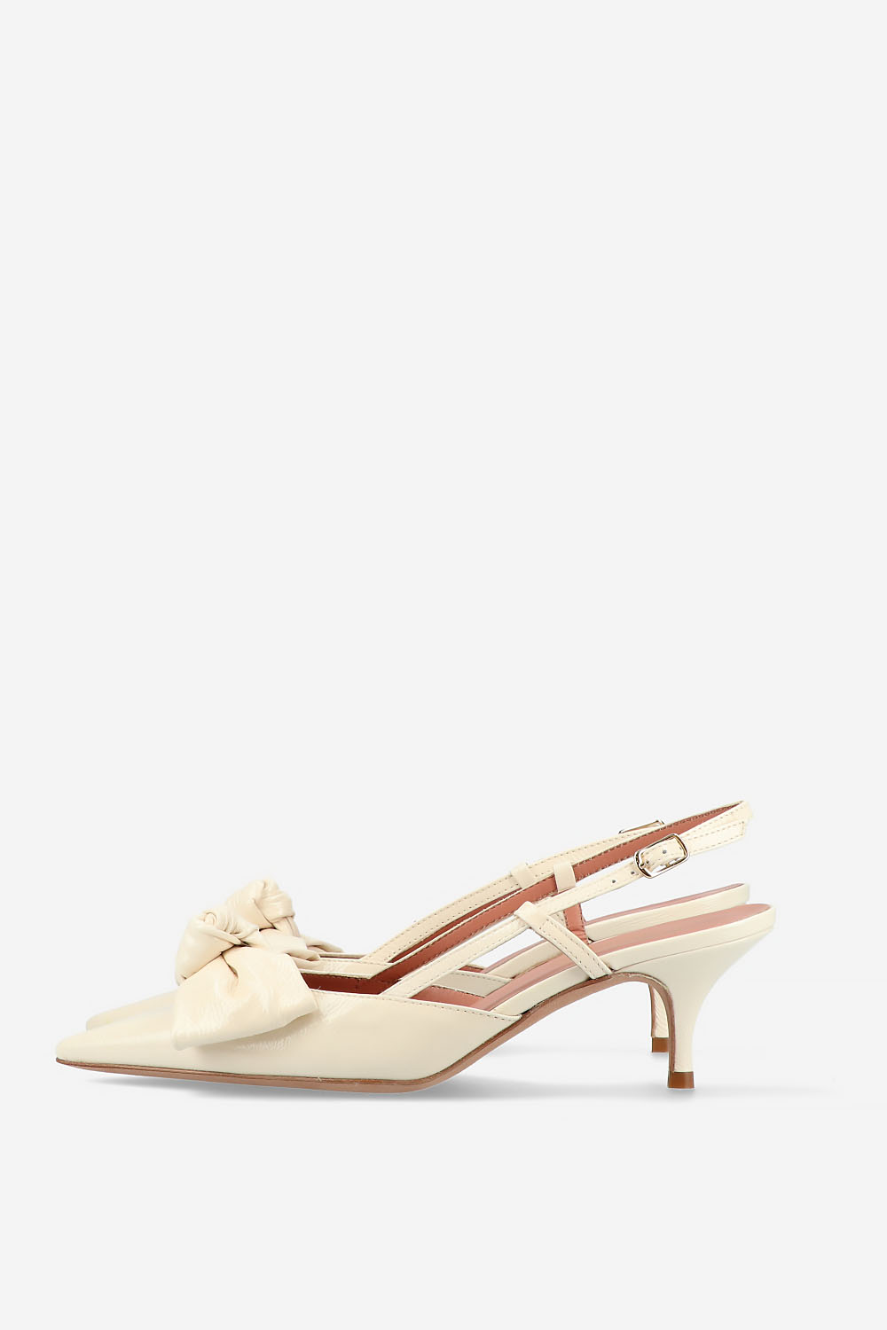 Bow heeled leather slingbacks
