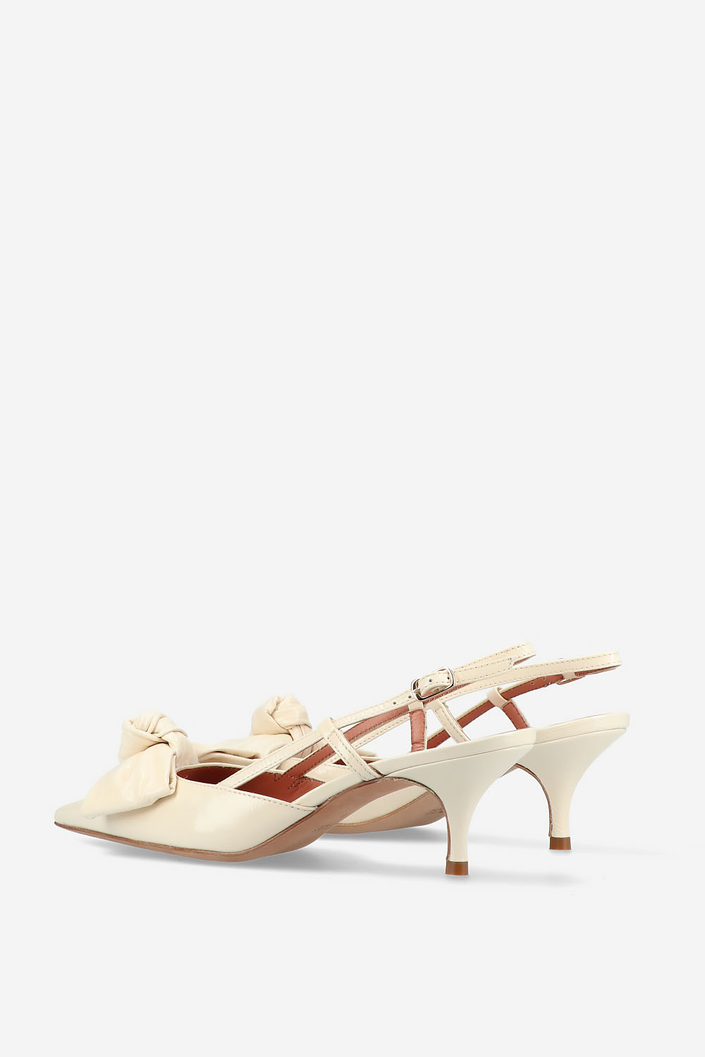 Bow heeled leather slingbacks