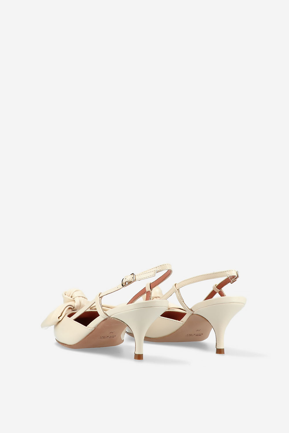 Bow heeled leather slingbacks