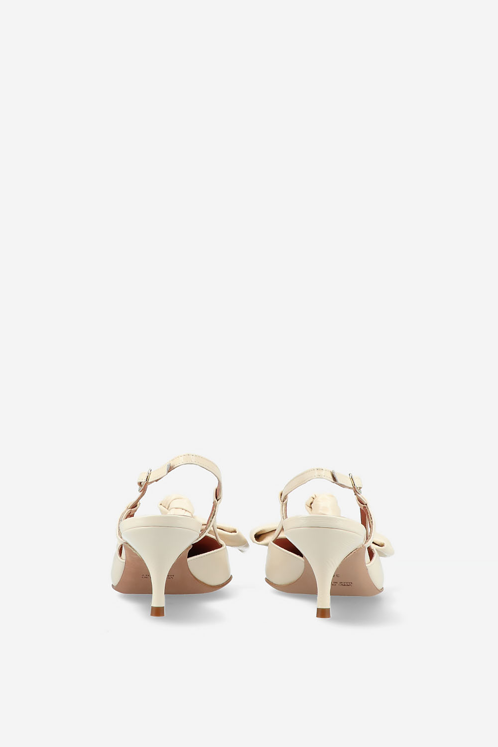 Bow heeled leather slingbacks