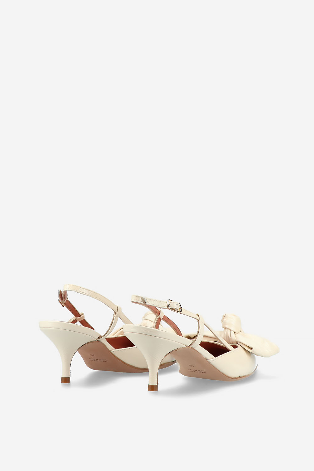 Bow heeled leather slingbacks