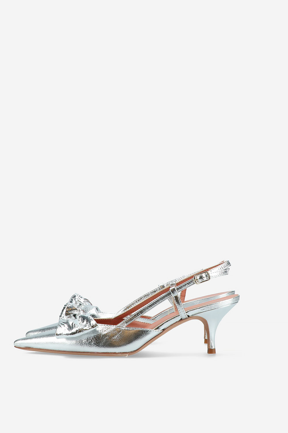 Bow heeled leather slingbacks