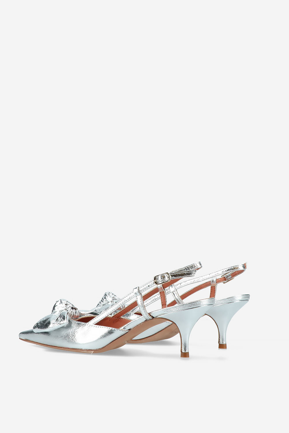 Bow heeled leather slingbacks