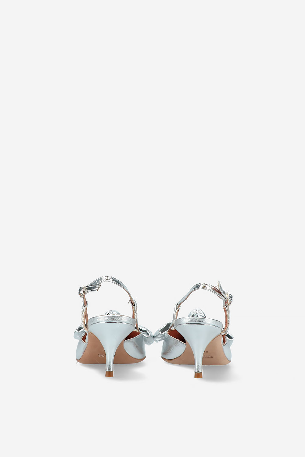Bow heeled leather slingbacks