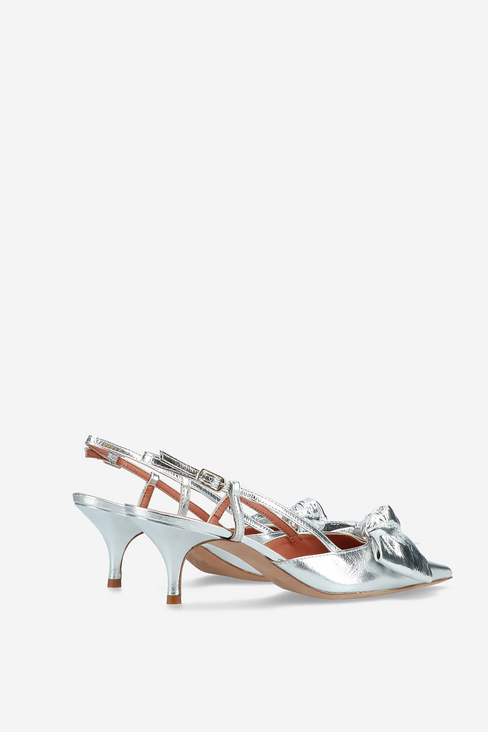 Bow heeled leather slingbacks