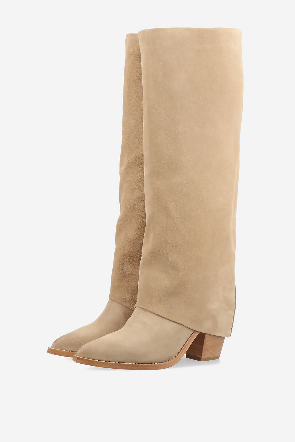 Suede fold-over boots