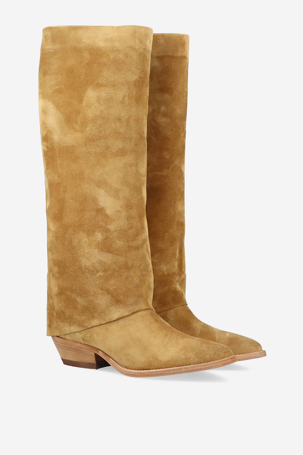 Suede fold-over boots