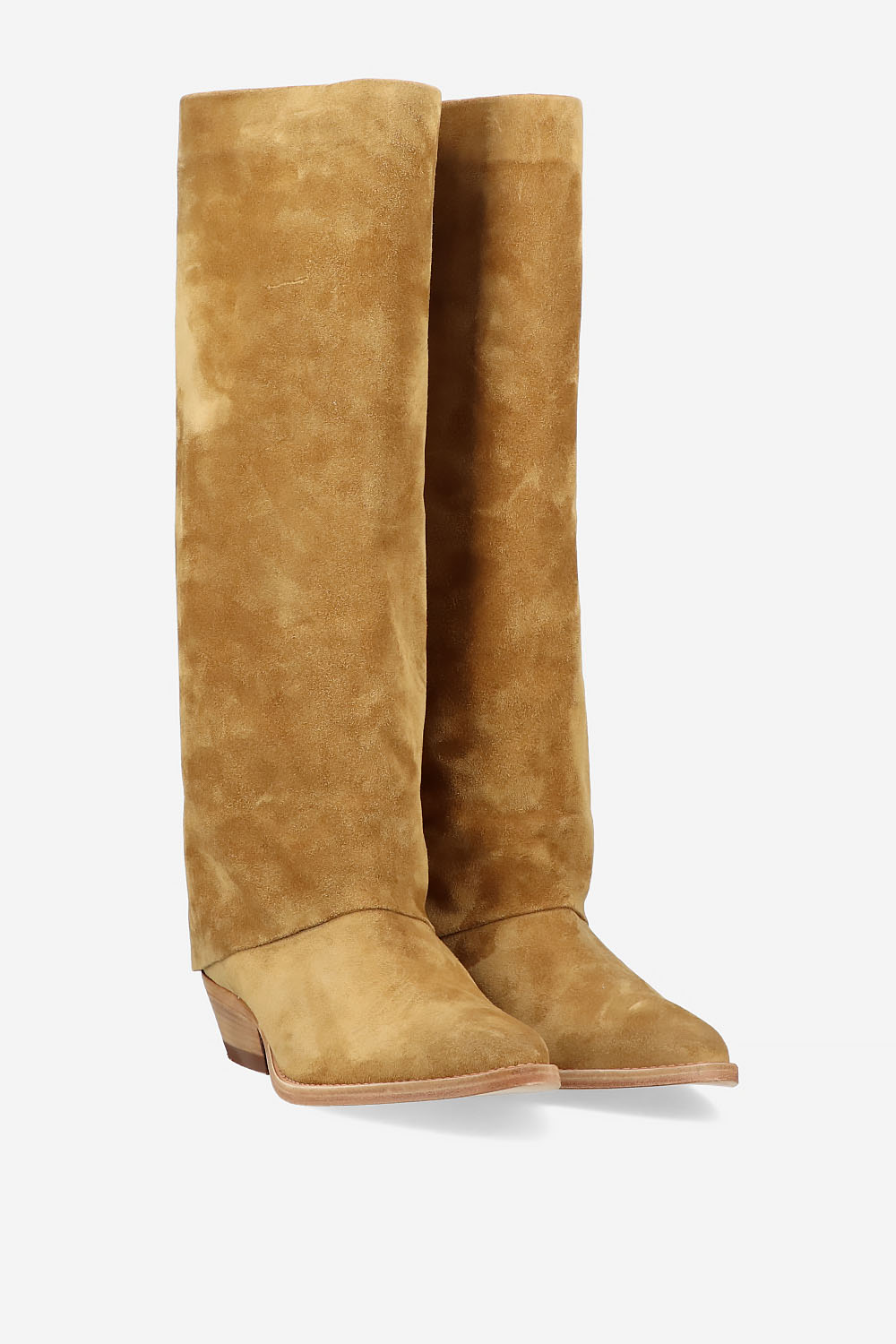 Suede fold-over boots