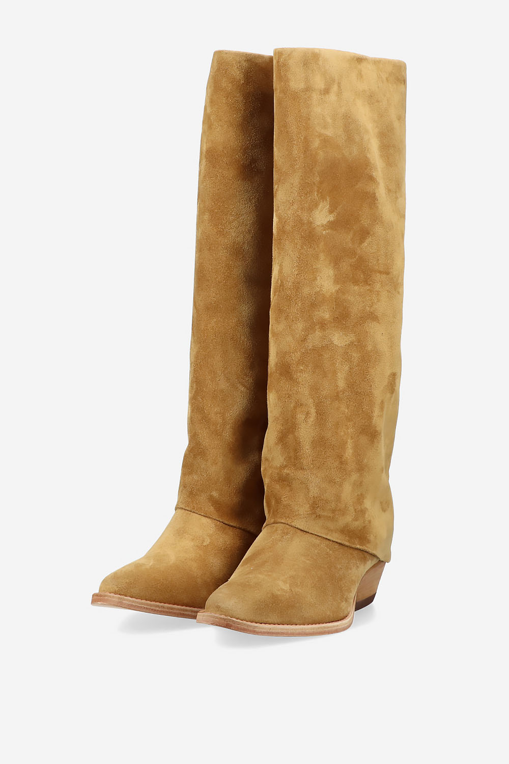 Suede fold-over boots