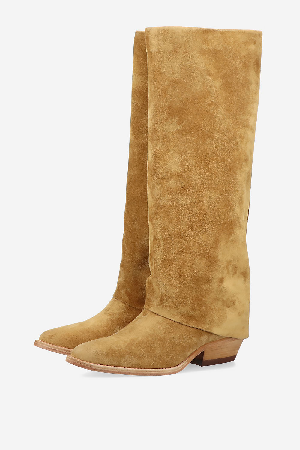Suede fold-over boots