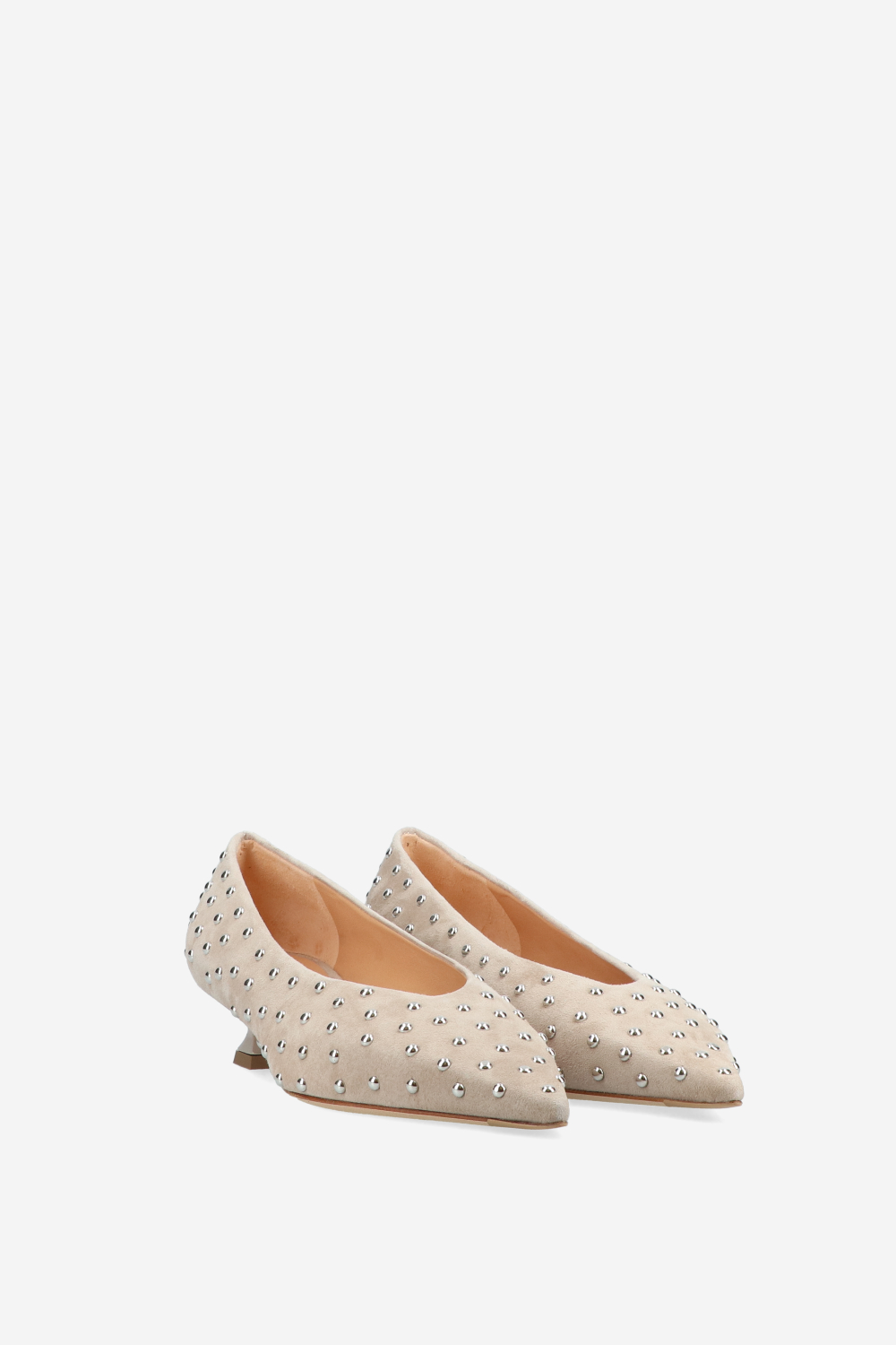 Pointed-toe studs suede pumps