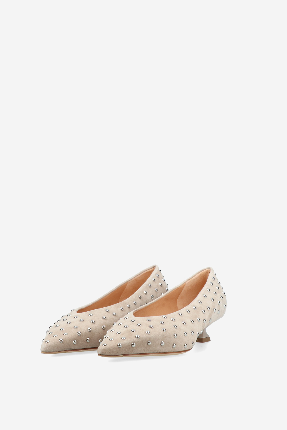 Pointed-toe studs suede pumps