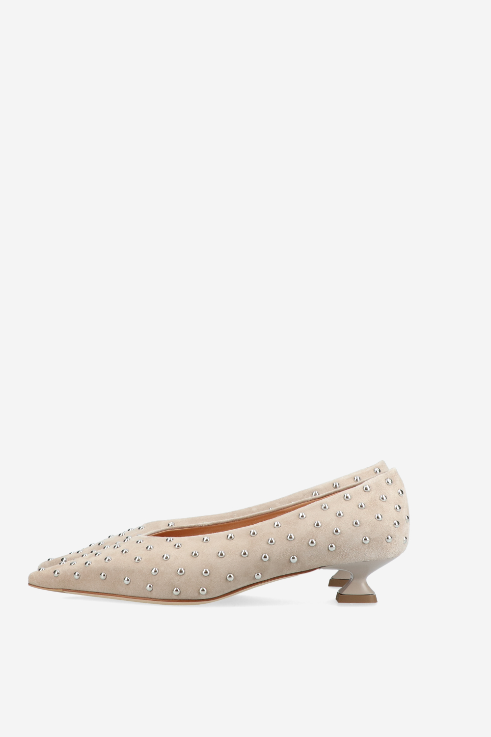Pointed-toe studs suede pumps