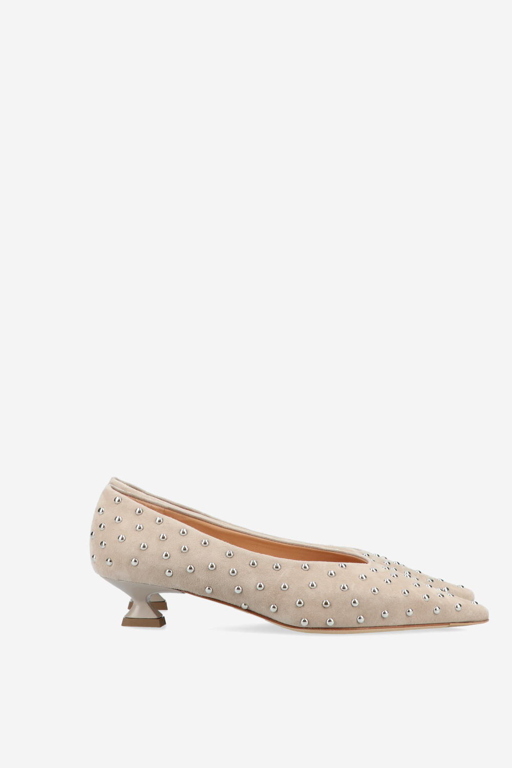 Pointed-toe studs suede pumps
