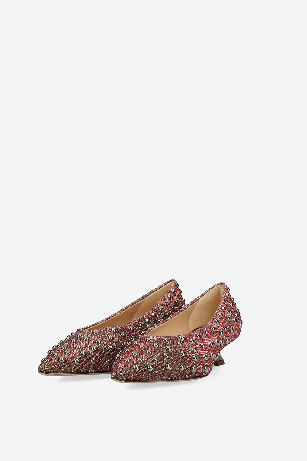 Pointed-toe studs suede pumps