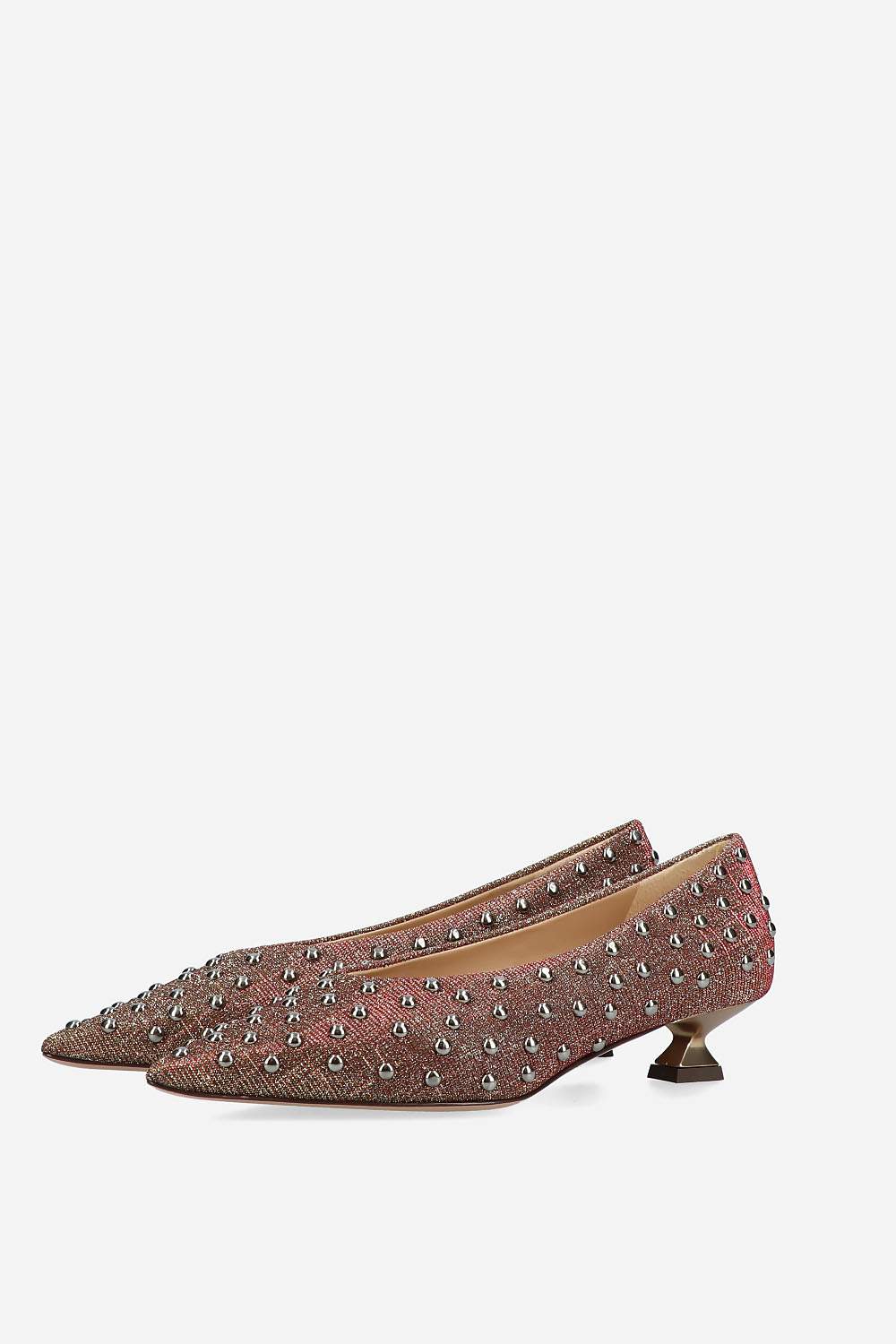 Pointed-toe studs suede pumps