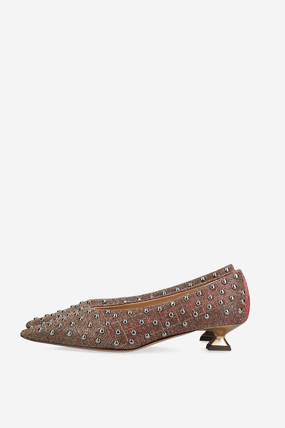 Pointed-toe studs suede pumps