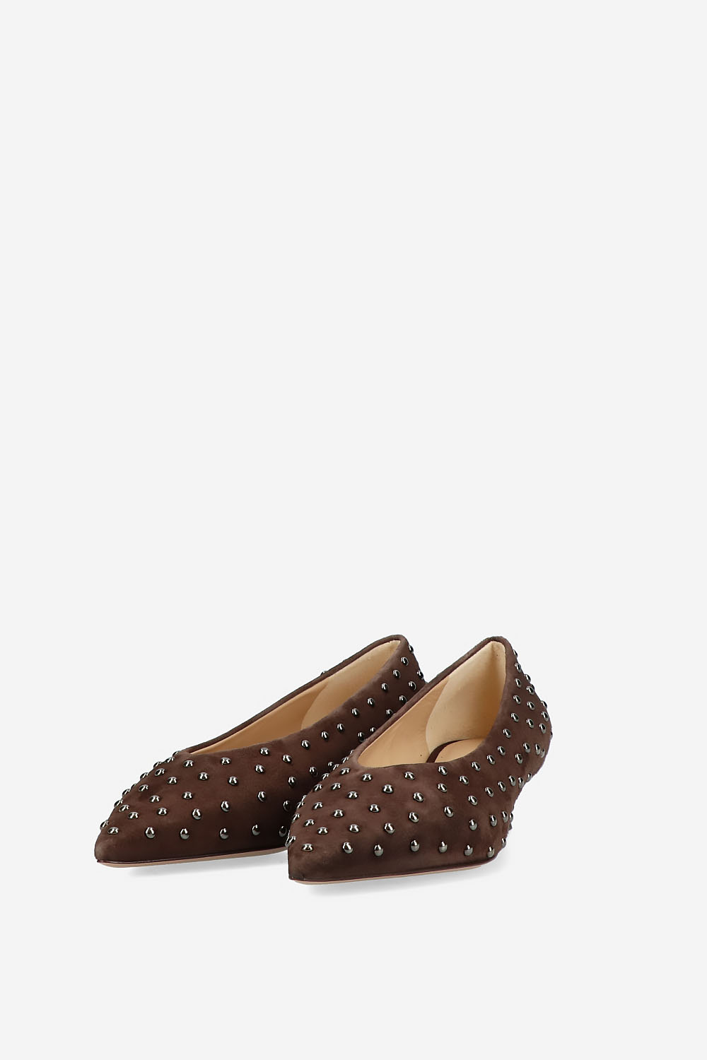 Pointed-toe studs suede pumps