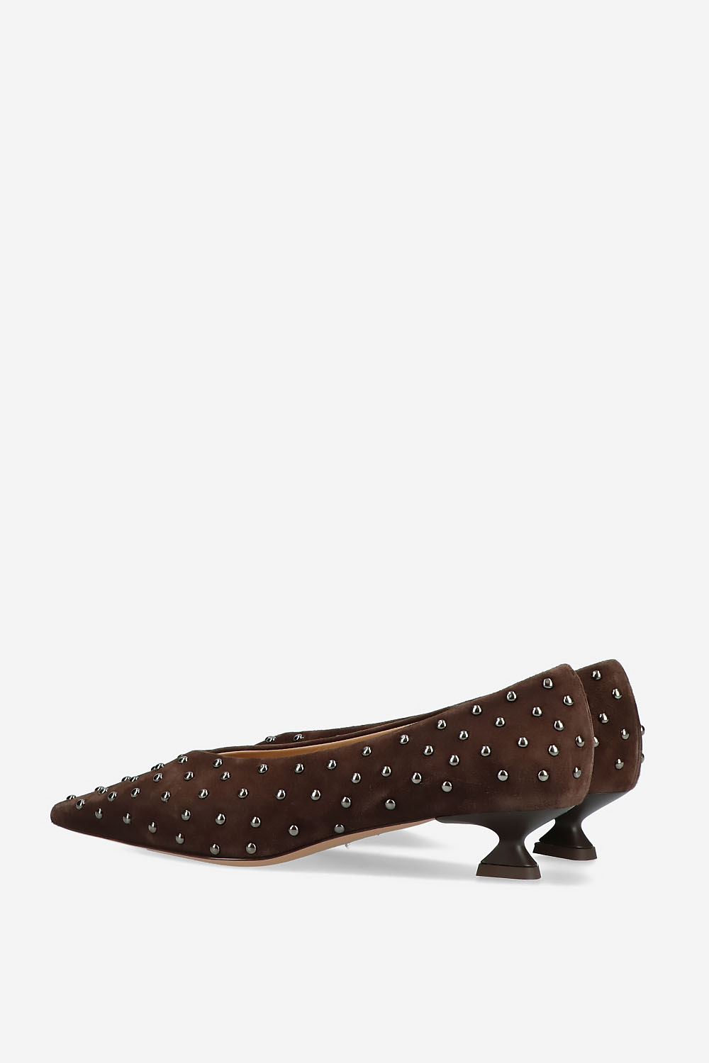 Pointed-toe studs suede pumps
