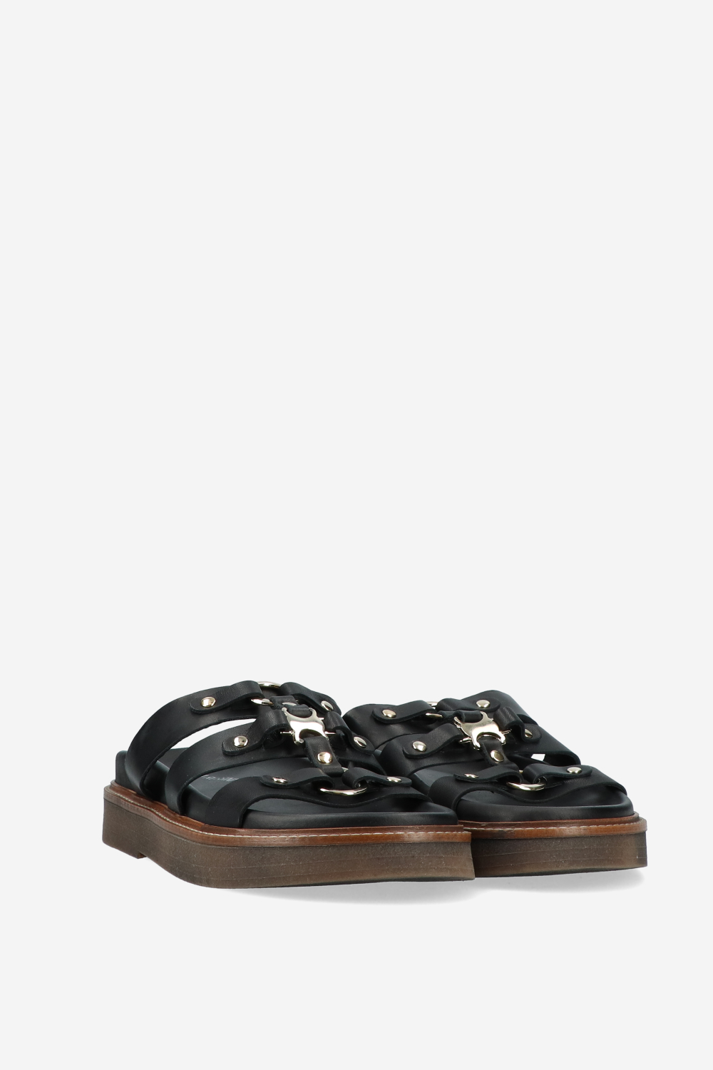 Buckeld leather platform sandals