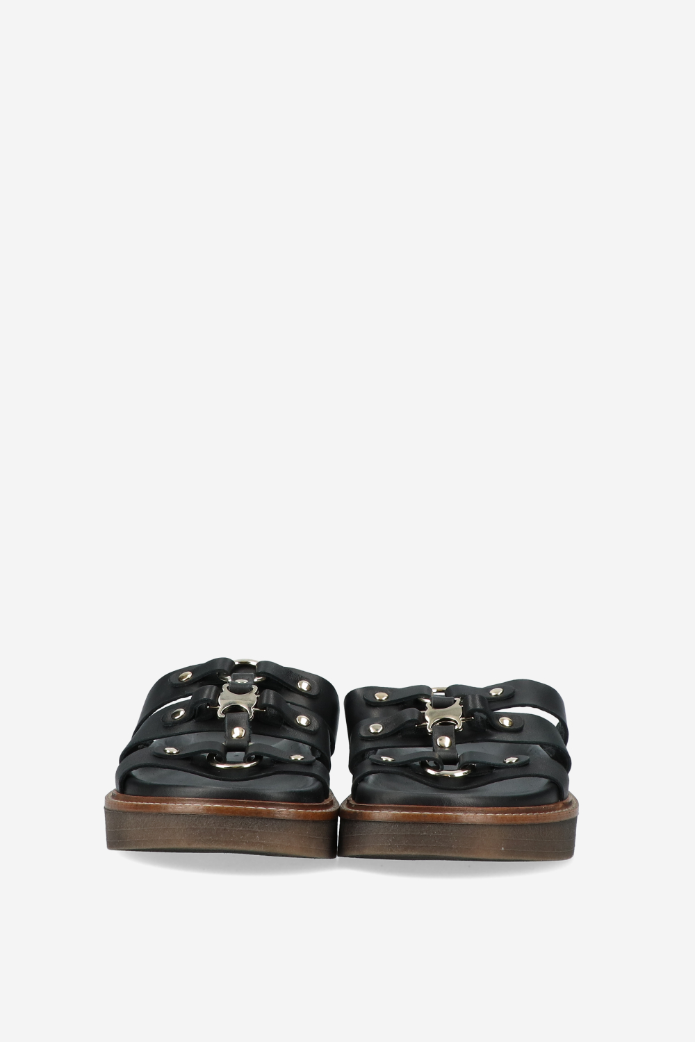 Buckeld leather platform sandals
