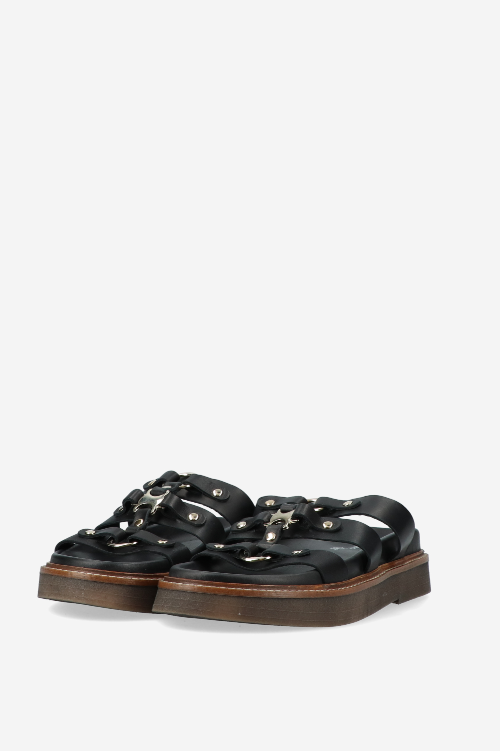 Buckeld leather platform sandals