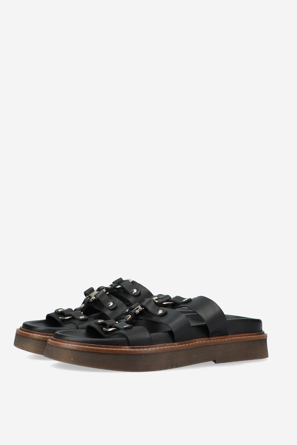 Buckeld leather platform sandals